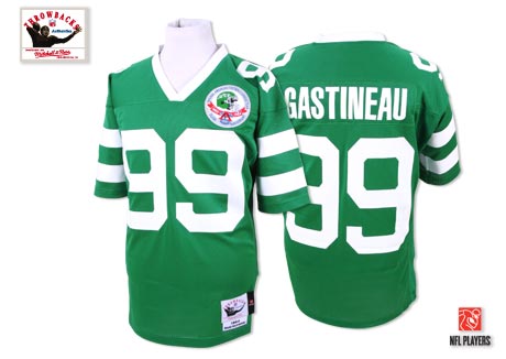 Men's Authentic Mark Gastineau Mitchell and Ness Jersey Green Home - #99 Throwback NFL New York Jets